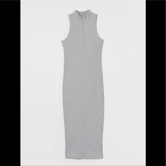 H&M RIBBED ZIPPERED COLLAR DRESS | size: XL - Picture 3 of 5